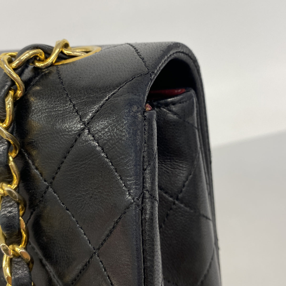 【6hd3275】シャネル ショルダーバッグ マトラッセ チェーンショルダー ラムスキン ブラック ゴールド金具【中古】レディース
