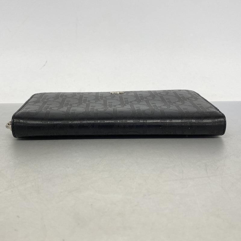【6hd3278】クリスチャンディオール 長財布 オブリークギャラクシー レザー ブラック シルバー金具【中古】メンズ