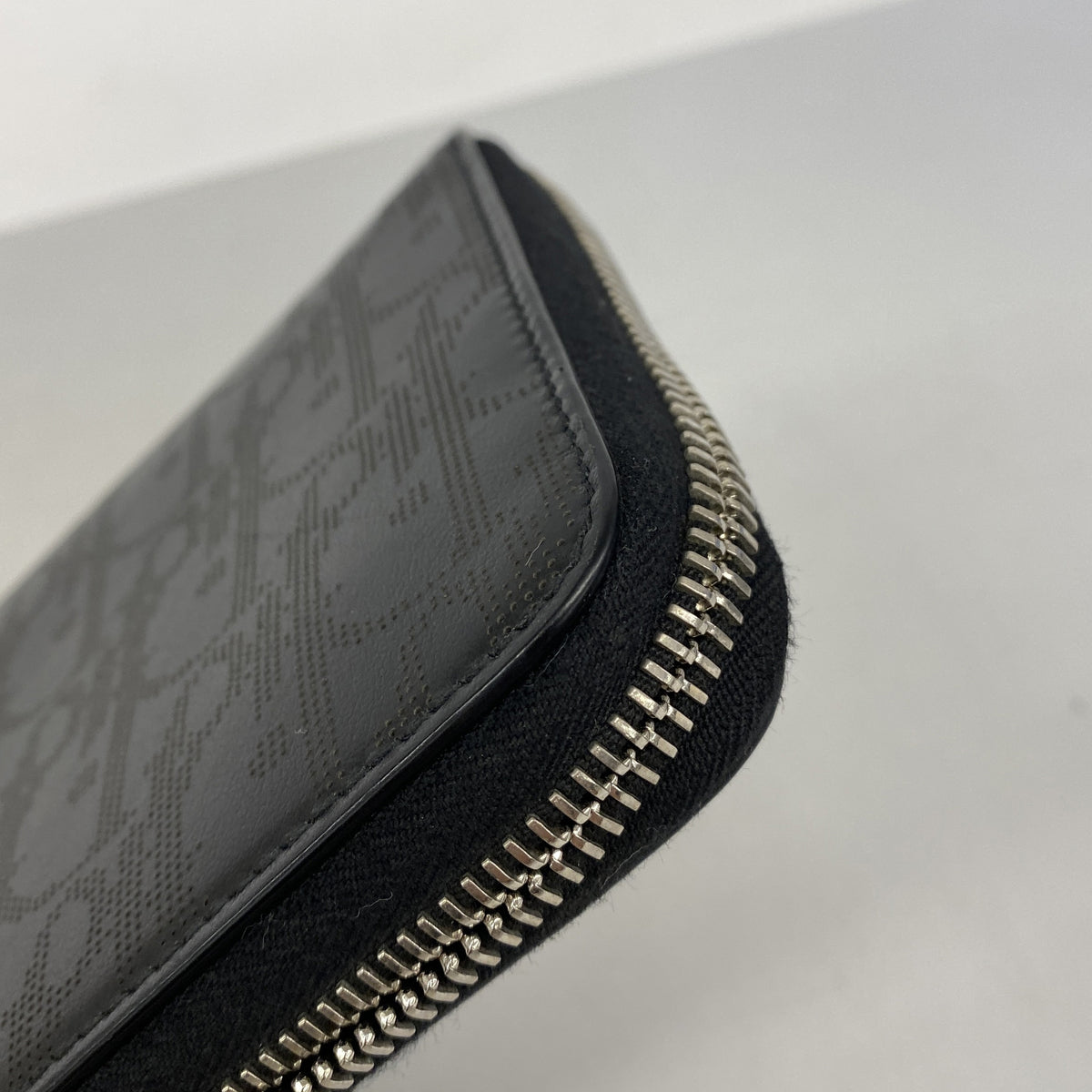 【6hd3278】クリスチャンディオール 長財布 オブリークギャラクシー レザー ブラック シルバー金具【中古】メンズ