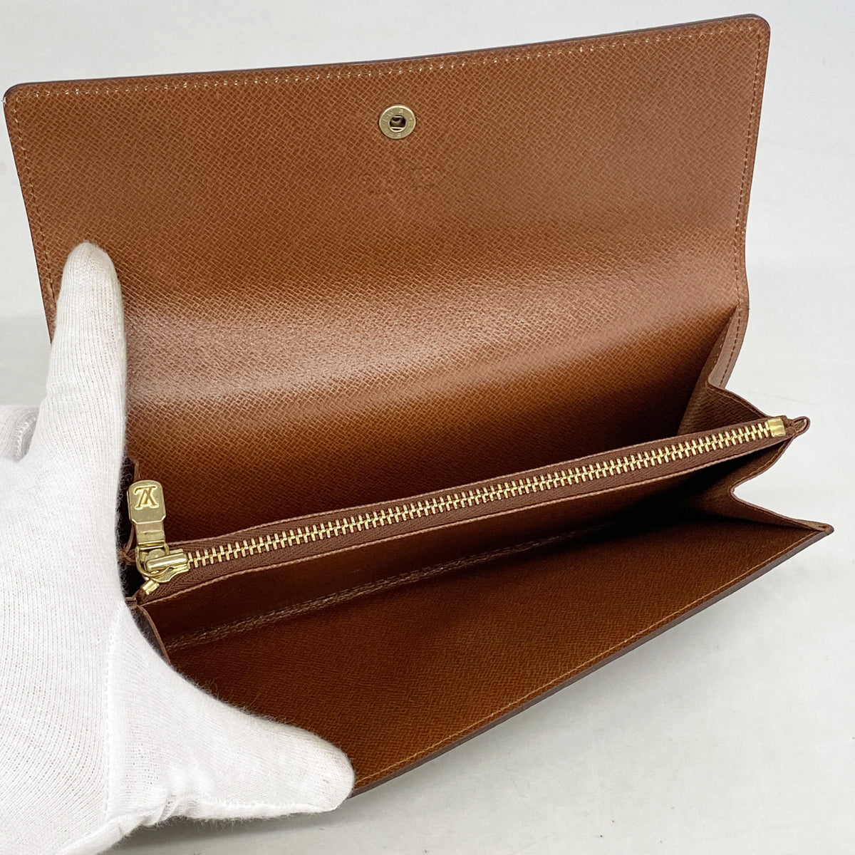 【6hd3287】ルイヴィトン 長財布 モノグラム ポシェットポルトモネクレディ M61723 ブラウン【中古】レディース