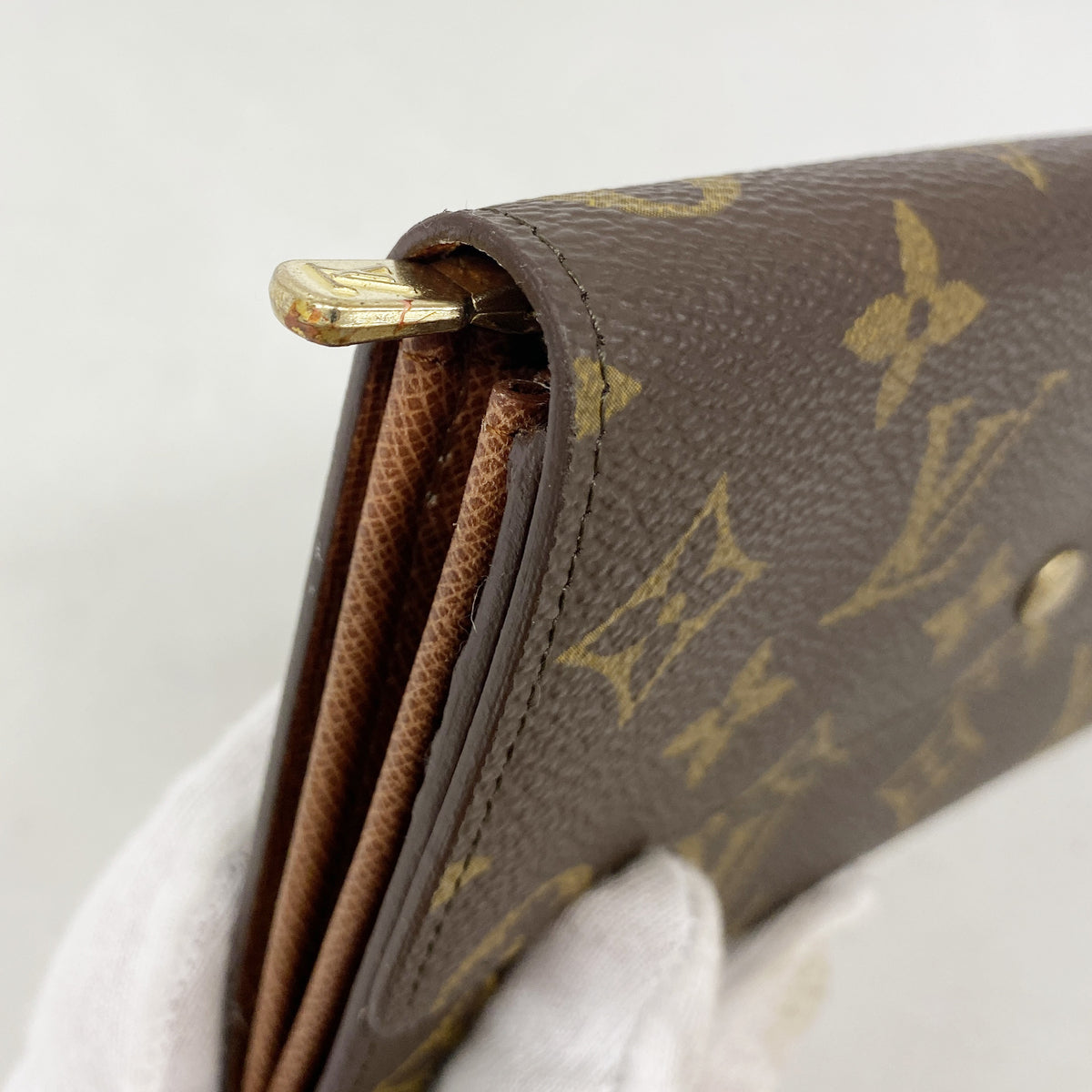 【6hd3287】ルイヴィトン 長財布 モノグラム ポシェットポルトモネクレディ M61723 ブラウン【中古】レディース