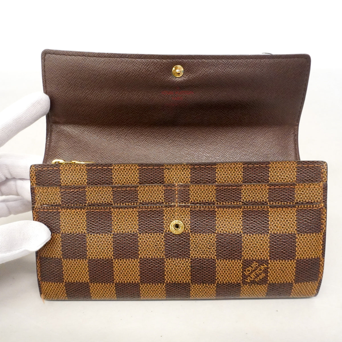 【6hd3297】ルイヴィトン 長財布 ダミエ ポルトフォイユサラ N61734 エベヌ【中古】レディース
