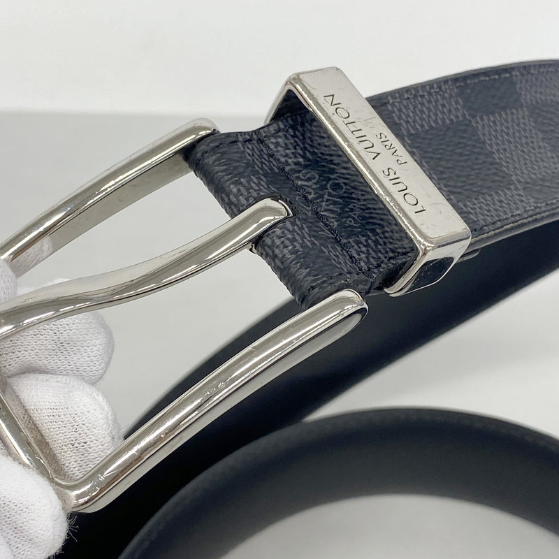 【6hd3303】ルイヴィトン ベルト ダミエ・グラフィット サンチュールポンヌフ M9402 ブラック【中古】メンズ