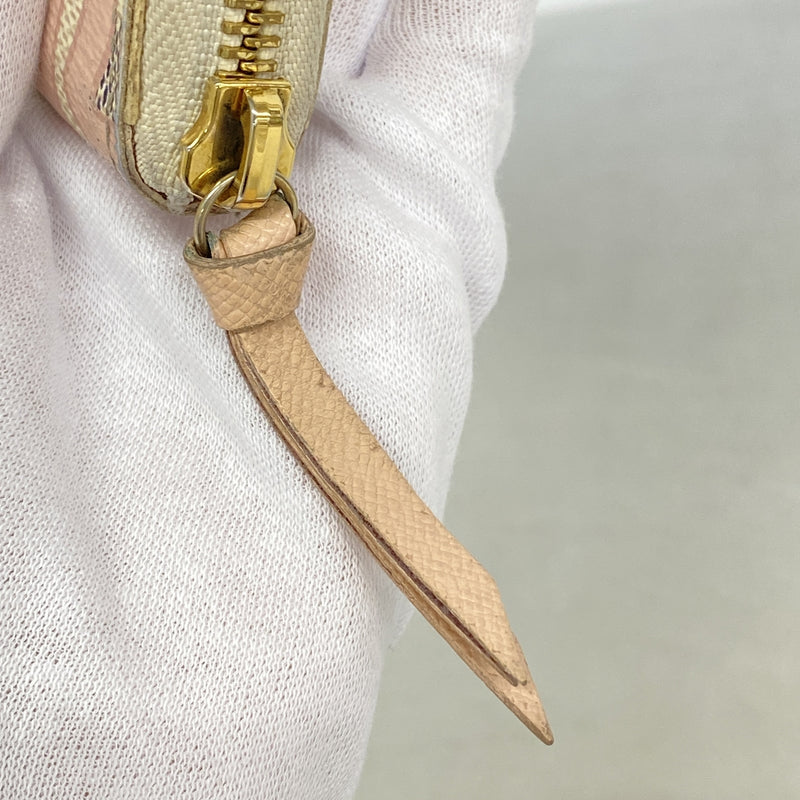 【6hd3307】ルイヴィトン 長財布 ダミエ・アズール タヒチコレクション ポルトフォイユクレマンス N60099 ホワイト ピンク【中古】レディース