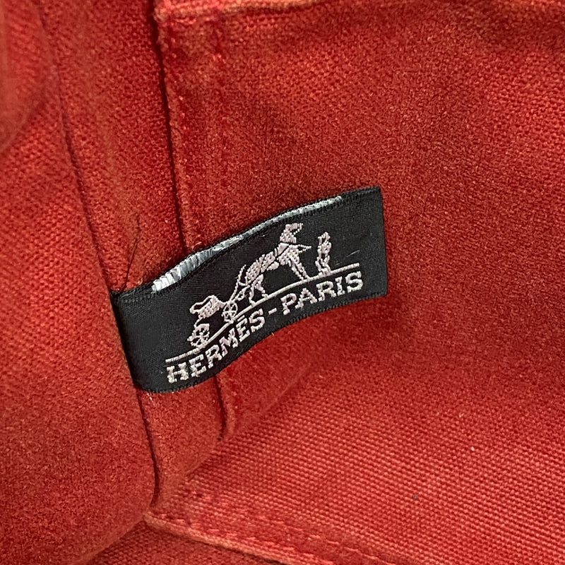 【6hd3309】エルメス トートバッグ ドーヴィルPM キャンバス レッド シルバー金具【中古】レディース