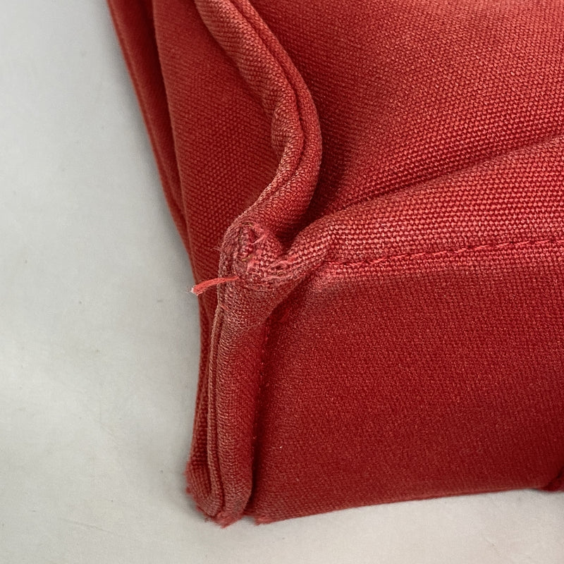 【6hd3309】エルメス トートバッグ ドーヴィルPM キャンバス レッド シルバー金具【中古】レディース