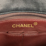 【6hd3312】シャネル ショルダーバッグ ミニマトラッセ チェーンショルダー ラムスキン ブラック ゴールド金具【中古】レディース