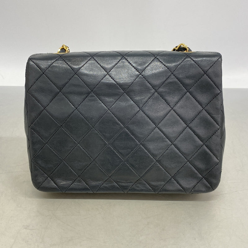 【6hd3312】シャネル ショルダーバッグ ミニマトラッセ チェーンショルダー ラムスキン ブラック ゴールド金具【中古】レディース