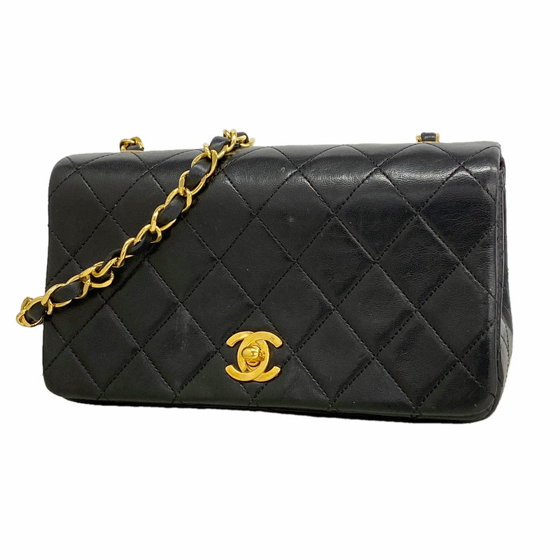 【6hd3313】シャネル ショルダーバッグ ミニマトラッセ チェーンショルダー ラムスキン ブラック ゴールド金具【中古】レディース