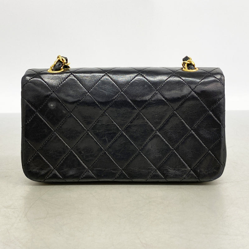 【6hd3313】シャネル ショルダーバッグ ミニマトラッセ チェーンショルダー ラムスキン ブラック ゴールド金具【中古】レディース