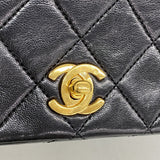 【6hd3313】シャネル ショルダーバッグ ミニマトラッセ チェーンショルダー ラムスキン ブラック ゴールド金具【中古】レディース