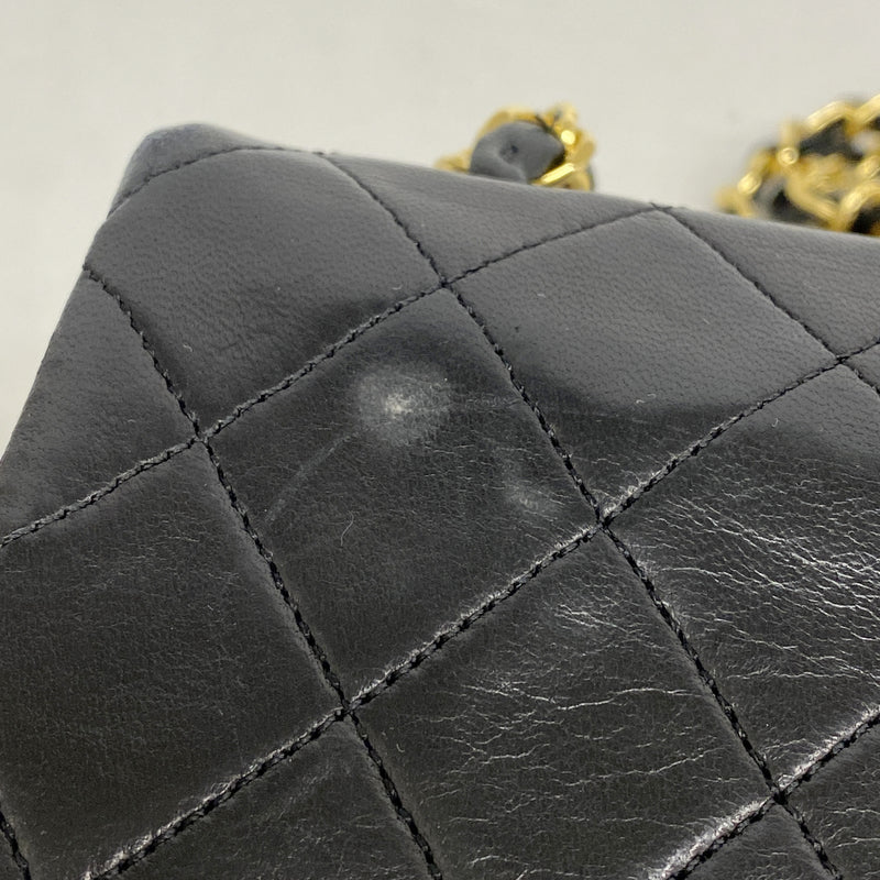 【6hd3313】シャネル ショルダーバッグ ミニマトラッセ チェーンショルダー ラムスキン ブラック ゴールド金具【中古】レディース