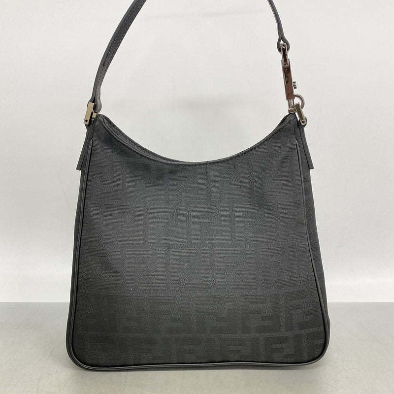 【6hd3341】フェンディ ショルダーバッグ ズッカ ナイロンキャンバス ブラック シルバー金具【中古】レディース
