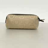【6hd3352】サルヴァトーレフェラガモ ポーチ ガンチーニ キャンバス ベージュ シルバー金具【中古】レディース