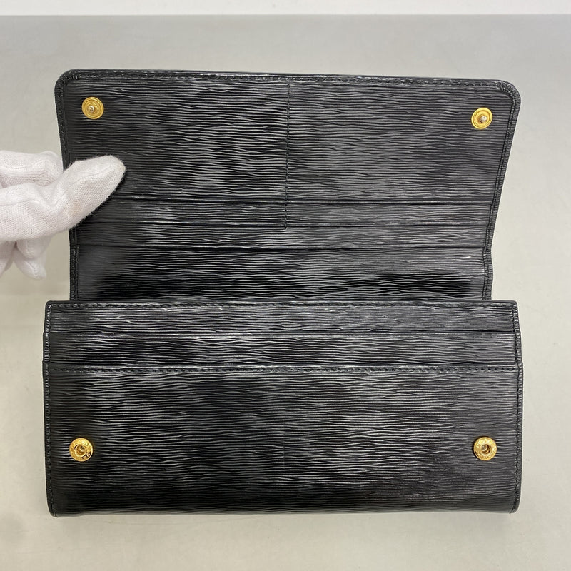 【6hd3396-k】プラダ 長財布 ヴィッテロ レザー ブラック ゴールド金具【中古】メンズ レディース ユニセックス