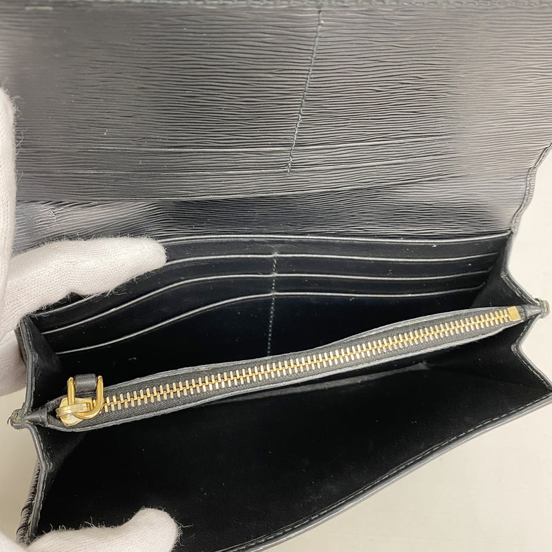 【6hd3396-k】プラダ 長財布 ヴィッテロ レザー ブラック ゴールド金具【中古】メンズ レディース ユニセックス