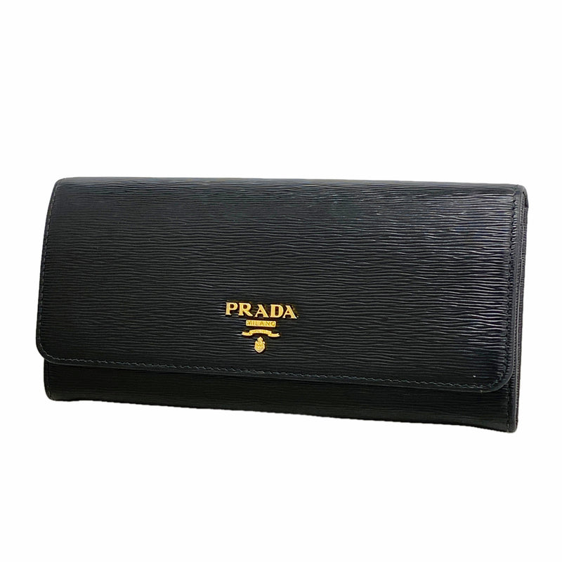 【6hd3396-k】プラダ 長財布 ヴィッテロ レザー ブラック ゴールド金具【中古】メンズ レディース ユニセックス