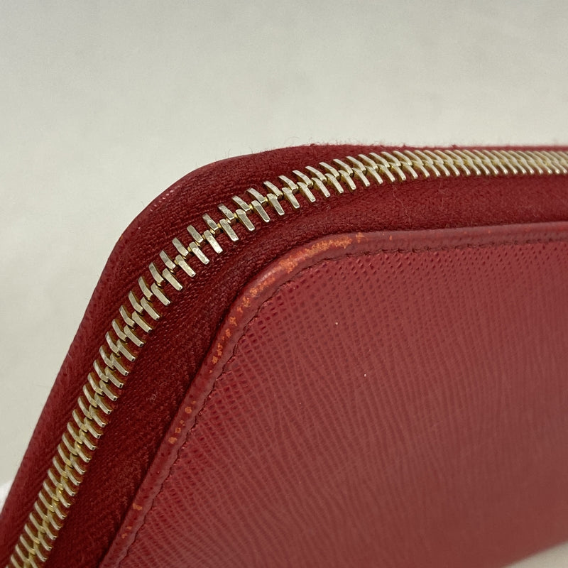 【6hd3397-k】プラダ 長財布 サフィアーノ レザー レッド ゴールド金具【中古】レディース