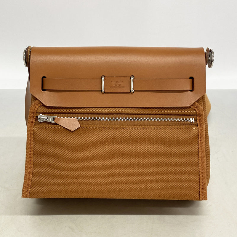 【6hd3402】エルメス ショルダーバッグ エールバッグミニ トワルミリタリー/ヴァッシュハンター フォーヴ シルバー金具 G刻印【中古】レディース