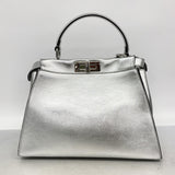 【6hd3414】フェンディ ハンドバッグ ピーカブー レザー シルバー シルバー金具【中古】レディース