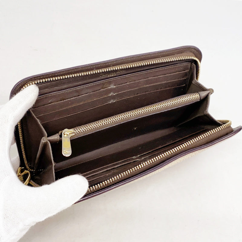 【6hd3440】クリスチャンディオール 長財布 レザー ベージュ ゴールド金具【中古】レディース