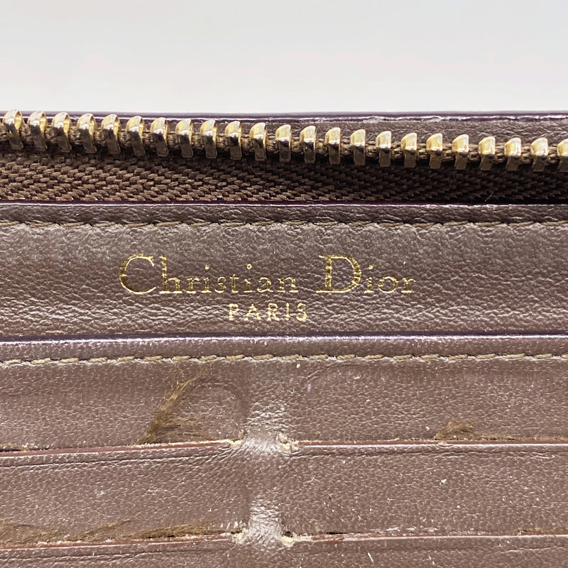 【6hd3440】クリスチャンディオール 長財布 レザー ベージュ ゴールド金具【中古】レディース