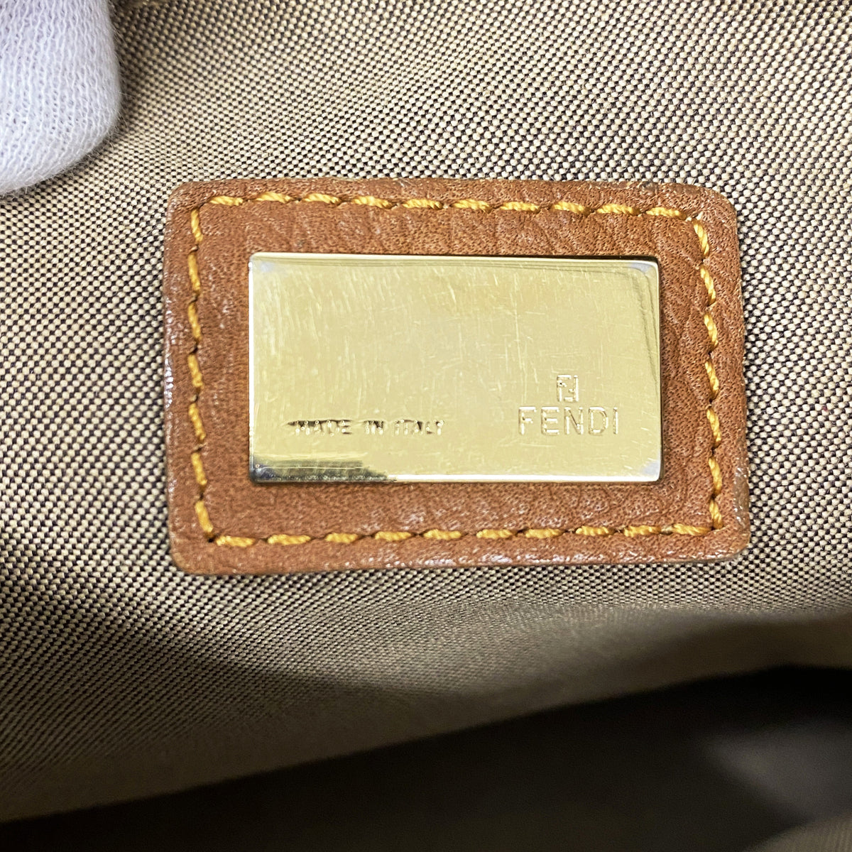 【6hd3444】フェンディ ハンドバッグ ズッキーノ キャンバス ブラウン ゴールド金具【中古】レディース