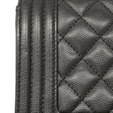 【6hd3480】シャネル ショルダーバッグ ボーイシャネル チェーンショルダー キャビアスキン ブラック ゴールド金具【中古】レディース