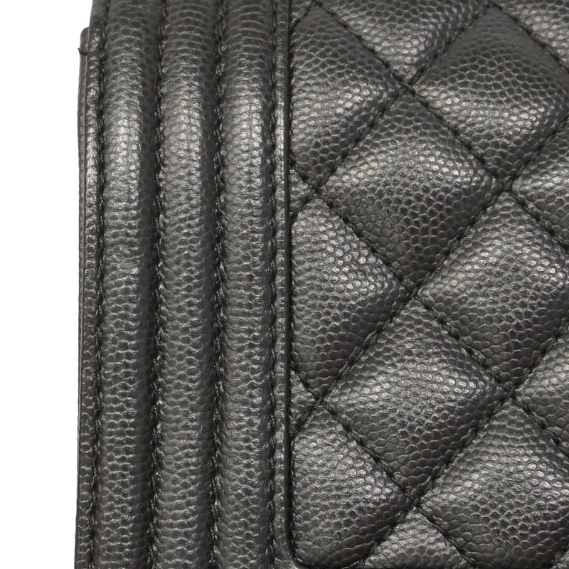 【6hd3480】シャネル ショルダーバッグ ボーイシャネル チェーンショルダー キャビアスキン ブラック ゴールド金具【中古】レディース