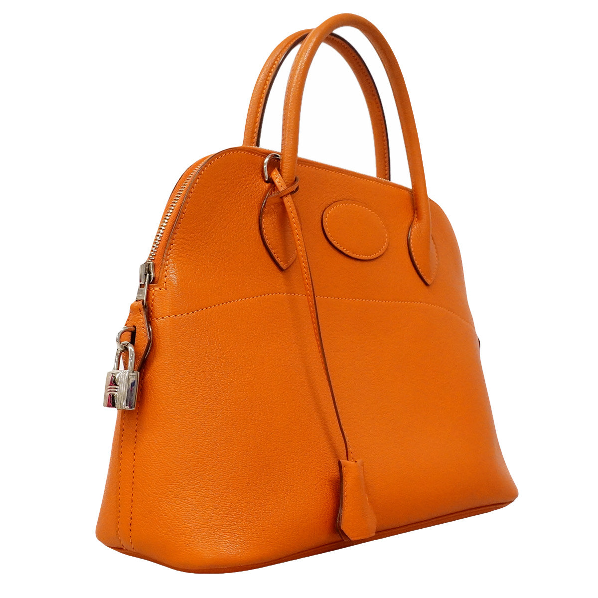 【6hd3482】エルメス ハンドバッグ ボリード31 シェーブル オレンジ シルバー金具 □I刻印【中古】レディース