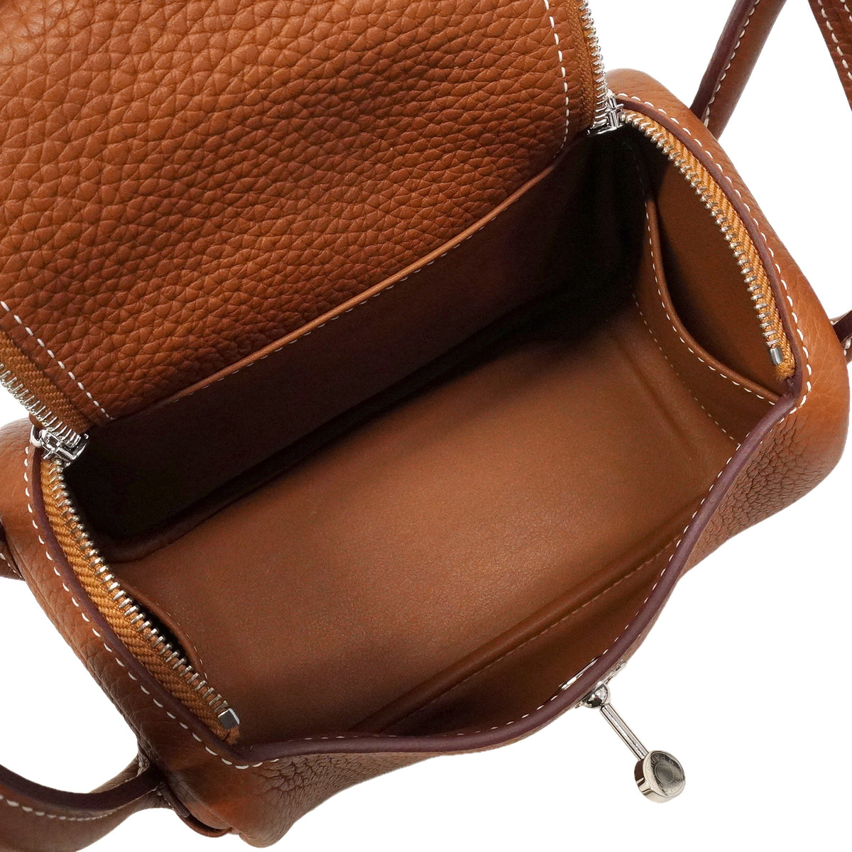 【6hd3490】エルメス ハンドバッグ リンディミニ トリヨンクレマンス ゴールド シルバー金具 K刻印 2wayバッグ【中古】レディース