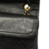 【6hd3492】シャネル ショルダーバッグ マトラッセ Wフラップ Wチェーン ラムスキン ブラック ゴールド金具【中古】レディース