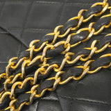 【6hd3492】シャネル ショルダーバッグ マトラッセ Wフラップ Wチェーン ラムスキン ブラック ゴールド金具【中古】レディース