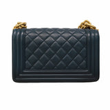 【6hd3493】シャネル ショルダーバッグ ボーイシャネル チェーンショルダー ラムスキン ネイビー ゴールド金具【中古】レディース