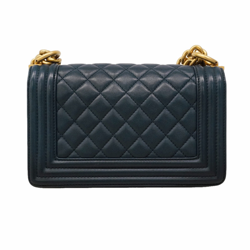 【6hd3493】シャネル ショルダーバッグ ボーイシャネル チェーンショルダー ラムスキン ネイビー ゴールド金具【中古】レディース