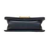 【6hd3493】シャネル ショルダーバッグ ボーイシャネル チェーンショルダー ラムスキン ネイビー ゴールド金具【中古】レディース