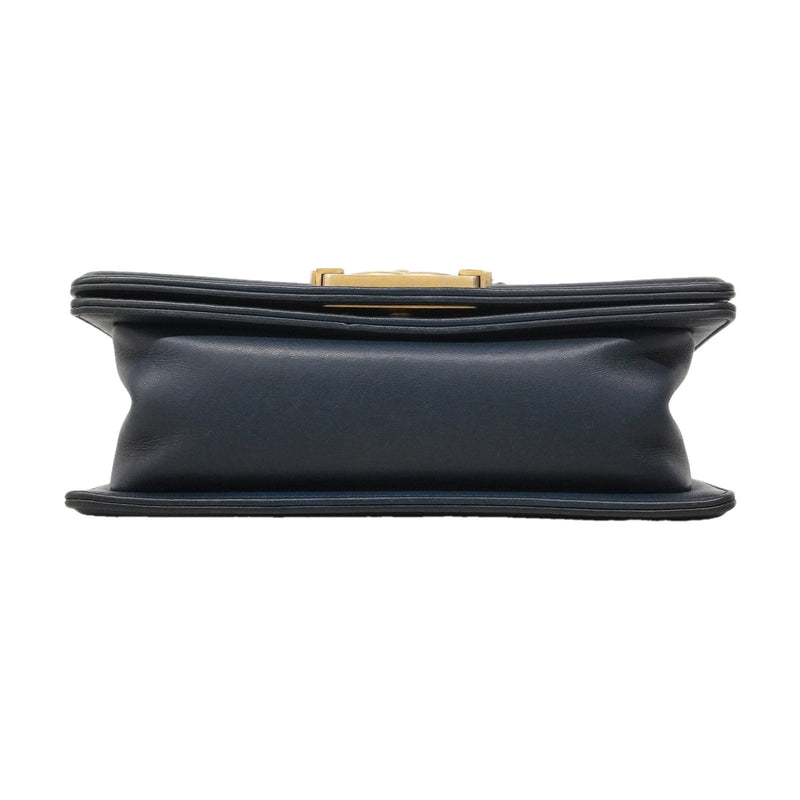【6hd3493】シャネル ショルダーバッグ ボーイシャネル チェーンショルダー ラムスキン ネイビー ゴールド金具【中古】レディース