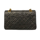 【6hd3495】シャネル ショルダーバッグ マトラッセ Wフラップ Wチェーン ラムスキン ブラック ゴールド金具【中古】レディース