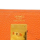 【6hd3499】エルメス ハンドバッグ ケリー35 トゴ オレンジ ゴールド金具 □H刻印 2wayバック【中古】レディース