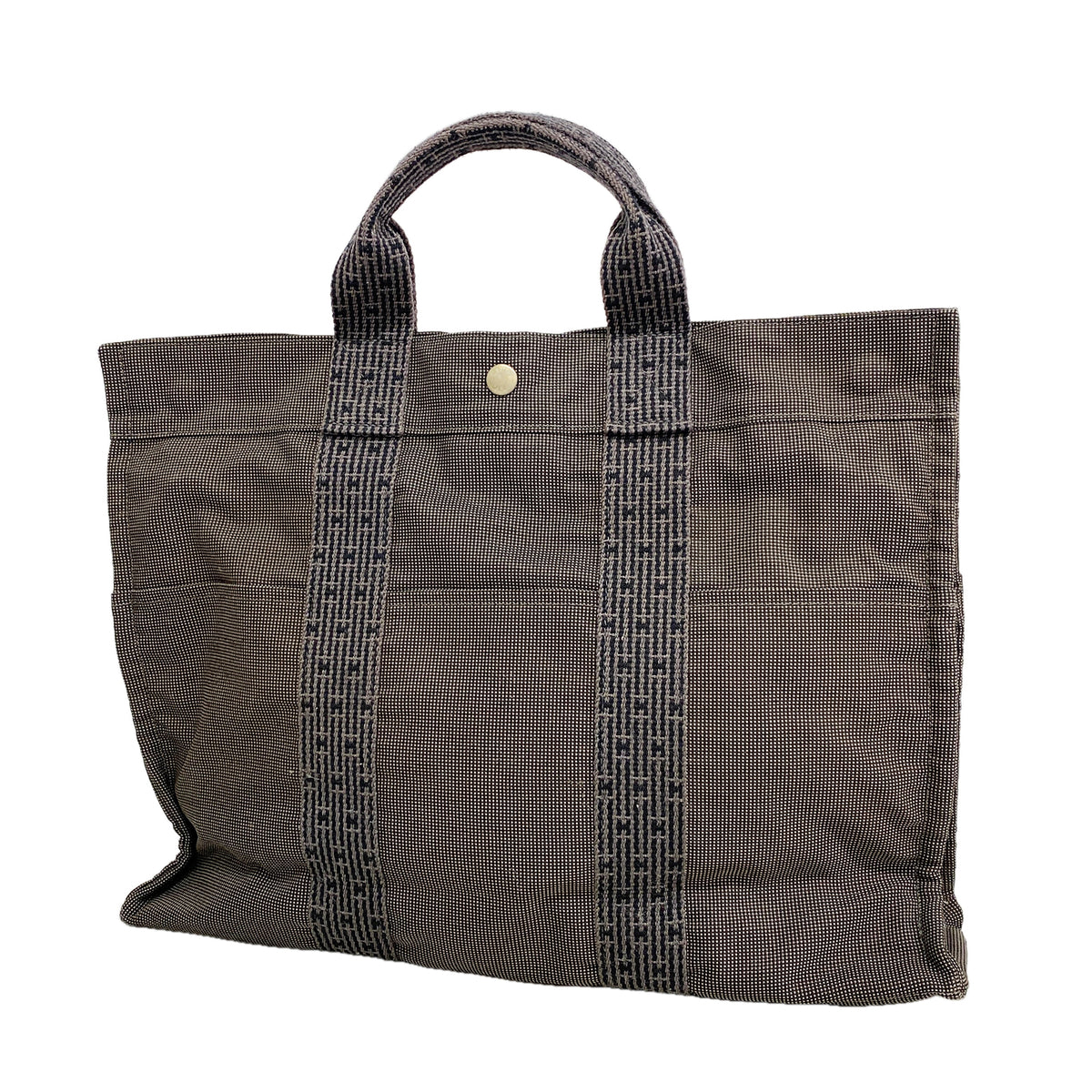 【6hd3511】エルメス トートバッグ エールラインMM ナイロン グレー シルバー金具【中古】メンズ レディース ユニセックス