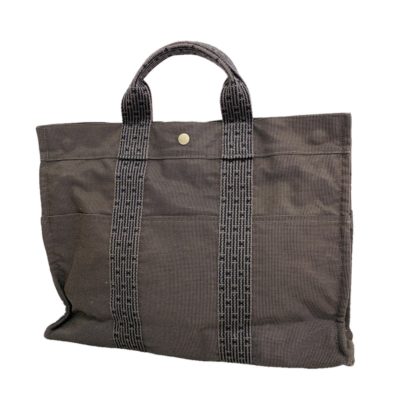 【6hd3511】エルメス トートバッグ エールラインMM ナイロン グレー シルバー金具【中古】メンズ レディース ユニセックス