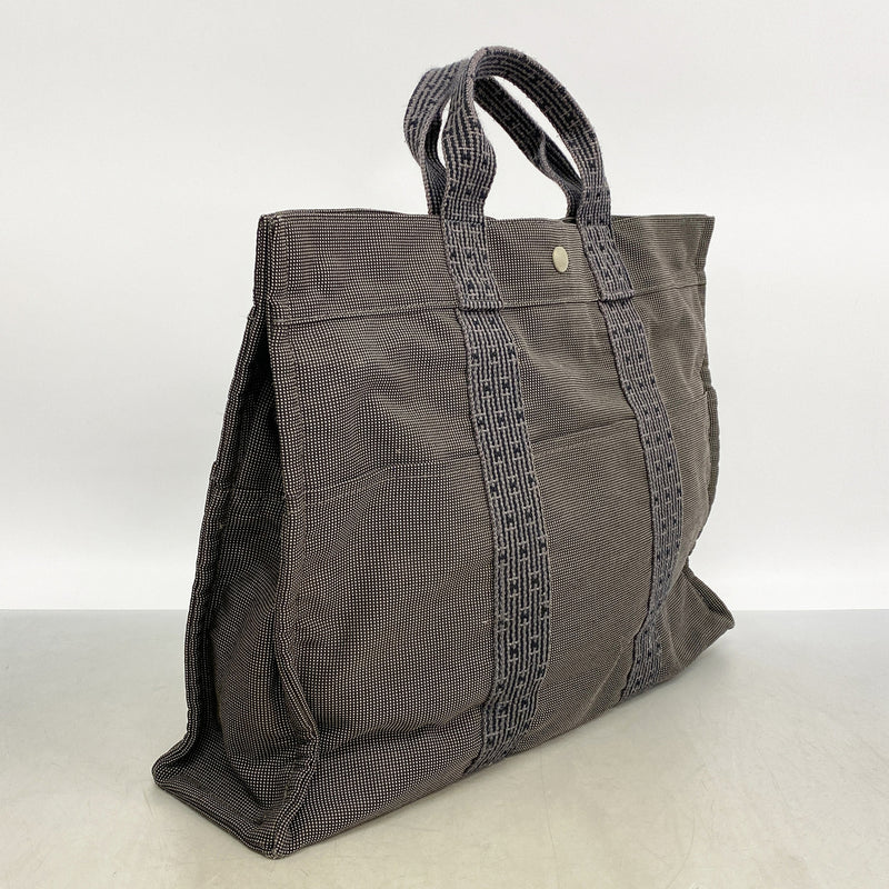 【6hd3511】エルメス トートバッグ エールラインMM ナイロン グレー シルバー金具【中古】メンズ レディース ユニセックス