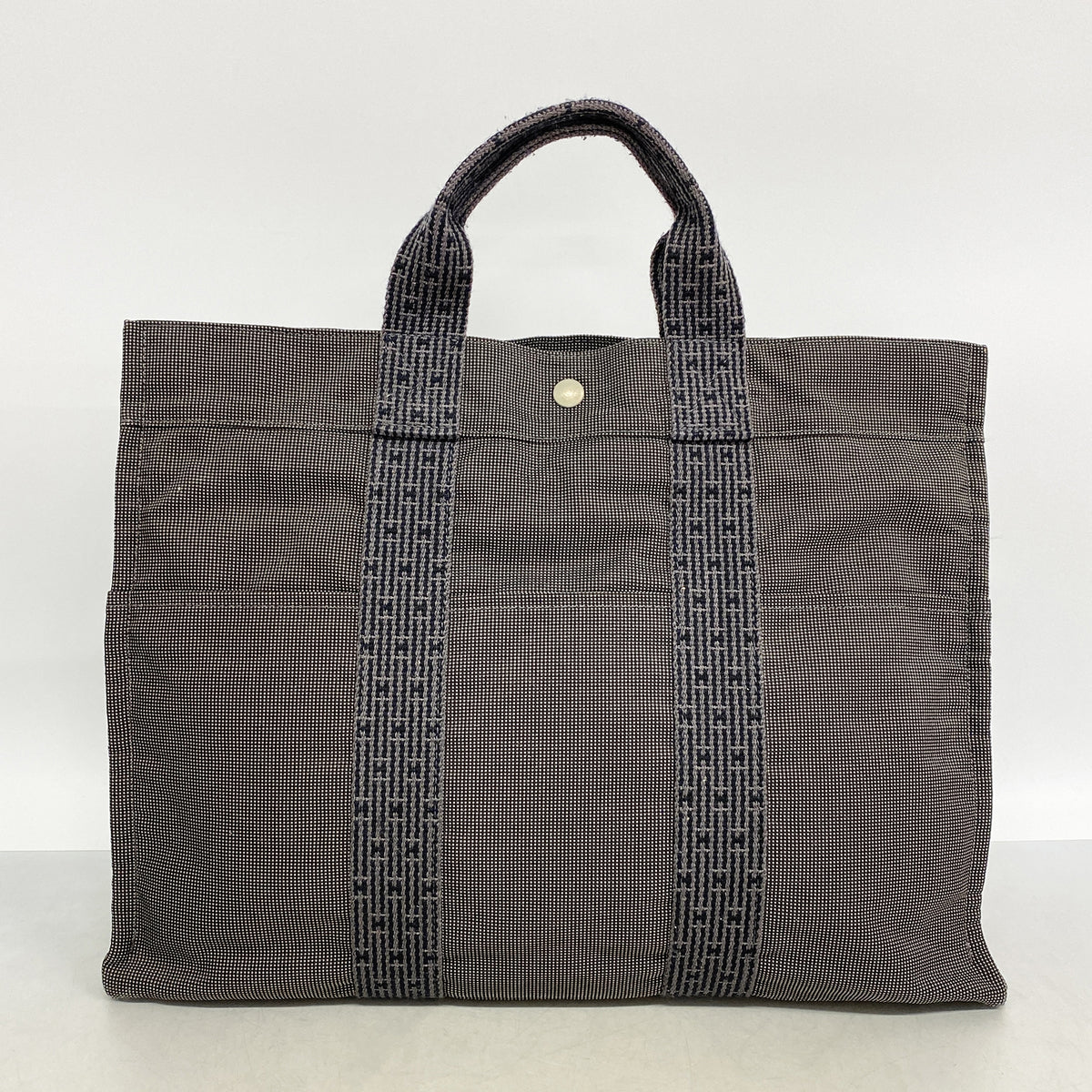 【6hd3511】エルメス トートバッグ エールラインMM ナイロン グレー シルバー金具【中古】メンズ レディース ユニセックス