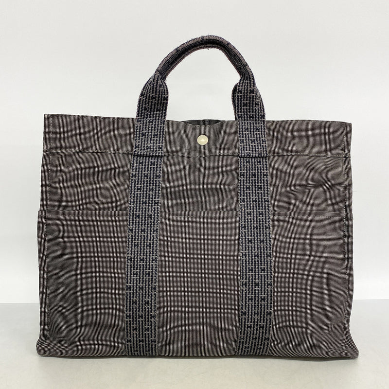 【6hd3511】エルメス トートバッグ エールラインMM ナイロン グレー シルバー金具【中古】メンズ レディース ユニセックス