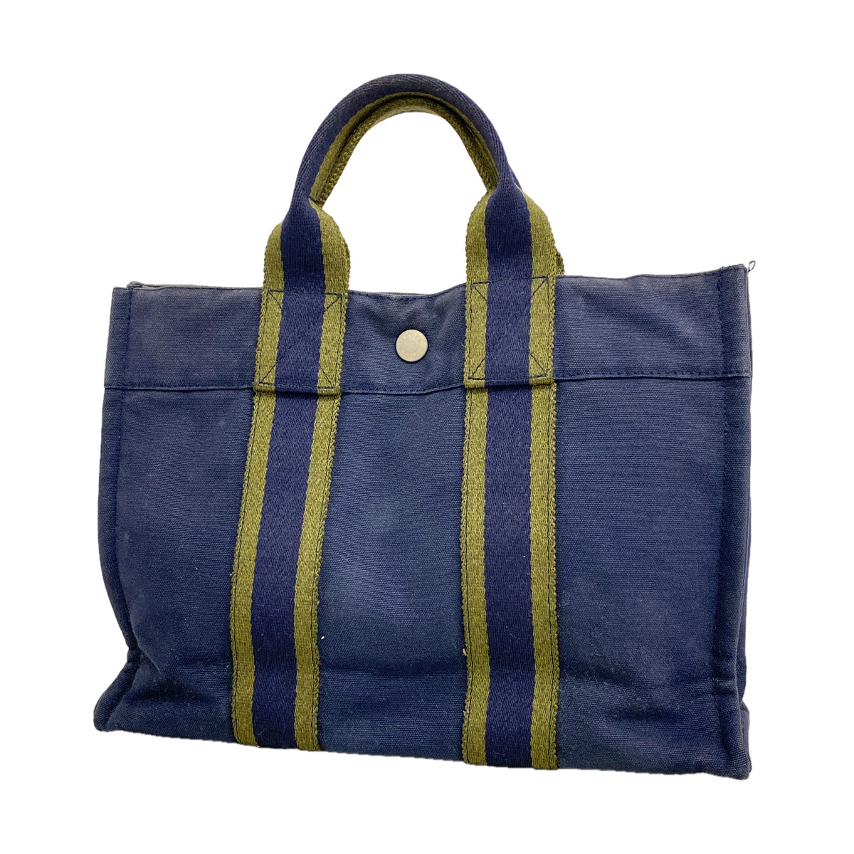 【6hd3512】エルメス ハンドバッグ フールトゥPM キャンバス ネイビー シルバー金具【中古】メンズ レディース ユニセックス