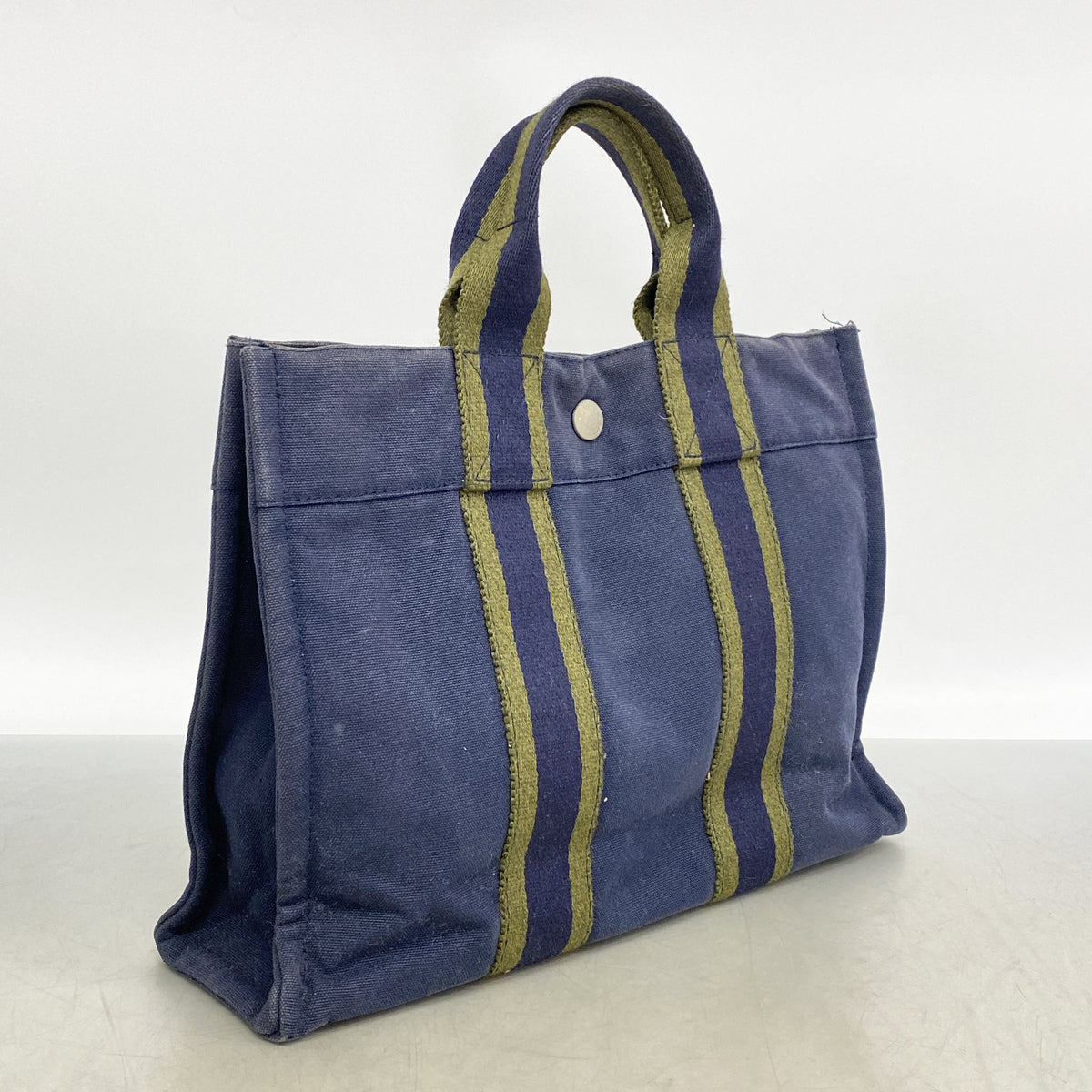 【6hd3512】エルメス ハンドバッグ フールトゥPM キャンバス ネイビー シルバー金具【中古】メンズ レディース ユニセックス