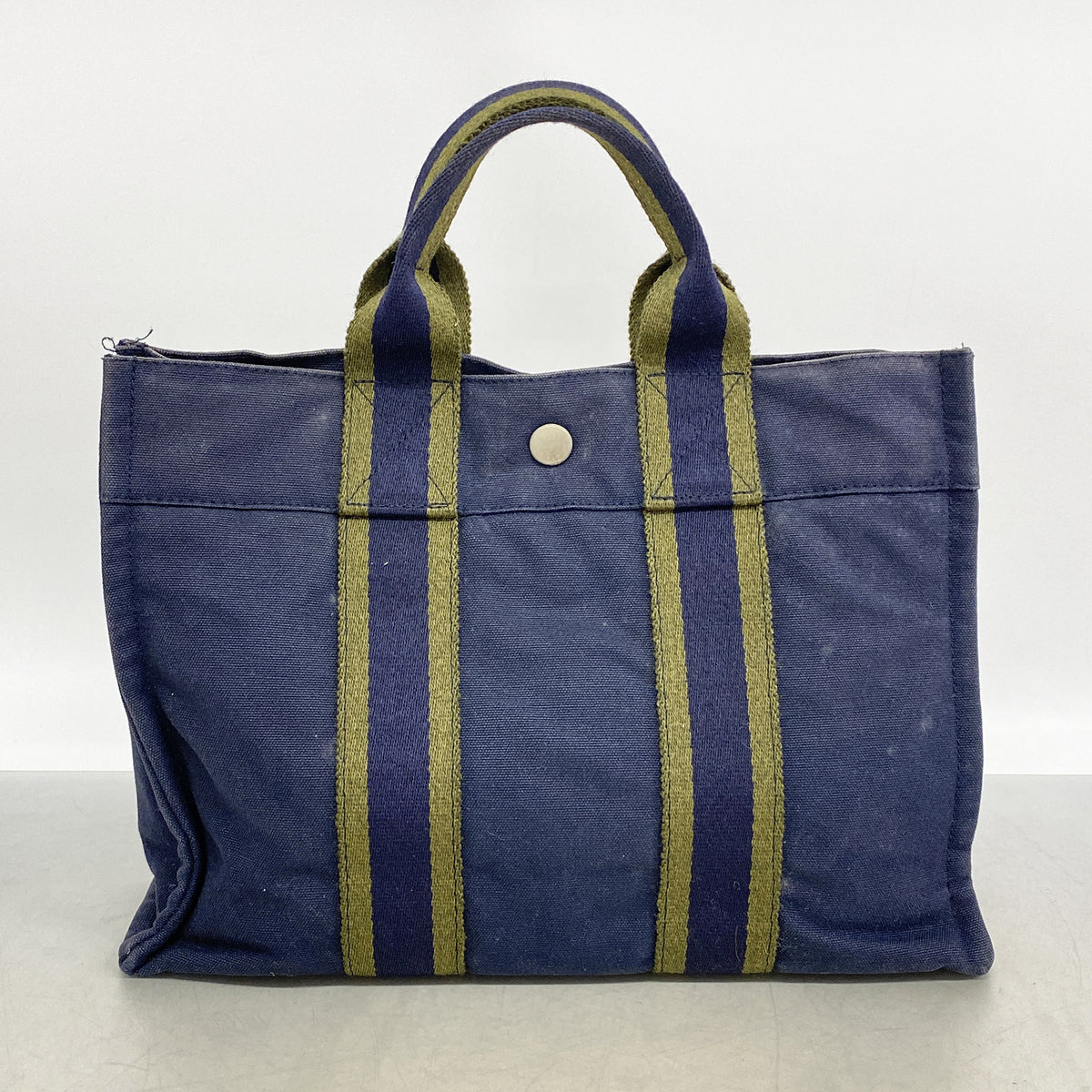 【6hd3512】エルメス ハンドバッグ フールトゥPM キャンバス ネイビー シルバー金具【中古】メンズ レディース ユニセックス