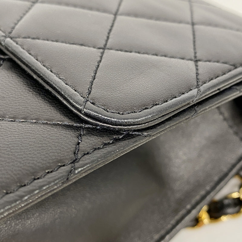 【6hd3549-k】シャネル ショルダーバッグ マトラッセ チェーンショルダー ラムスキン ブラック ゴールド金具【中古】レディース