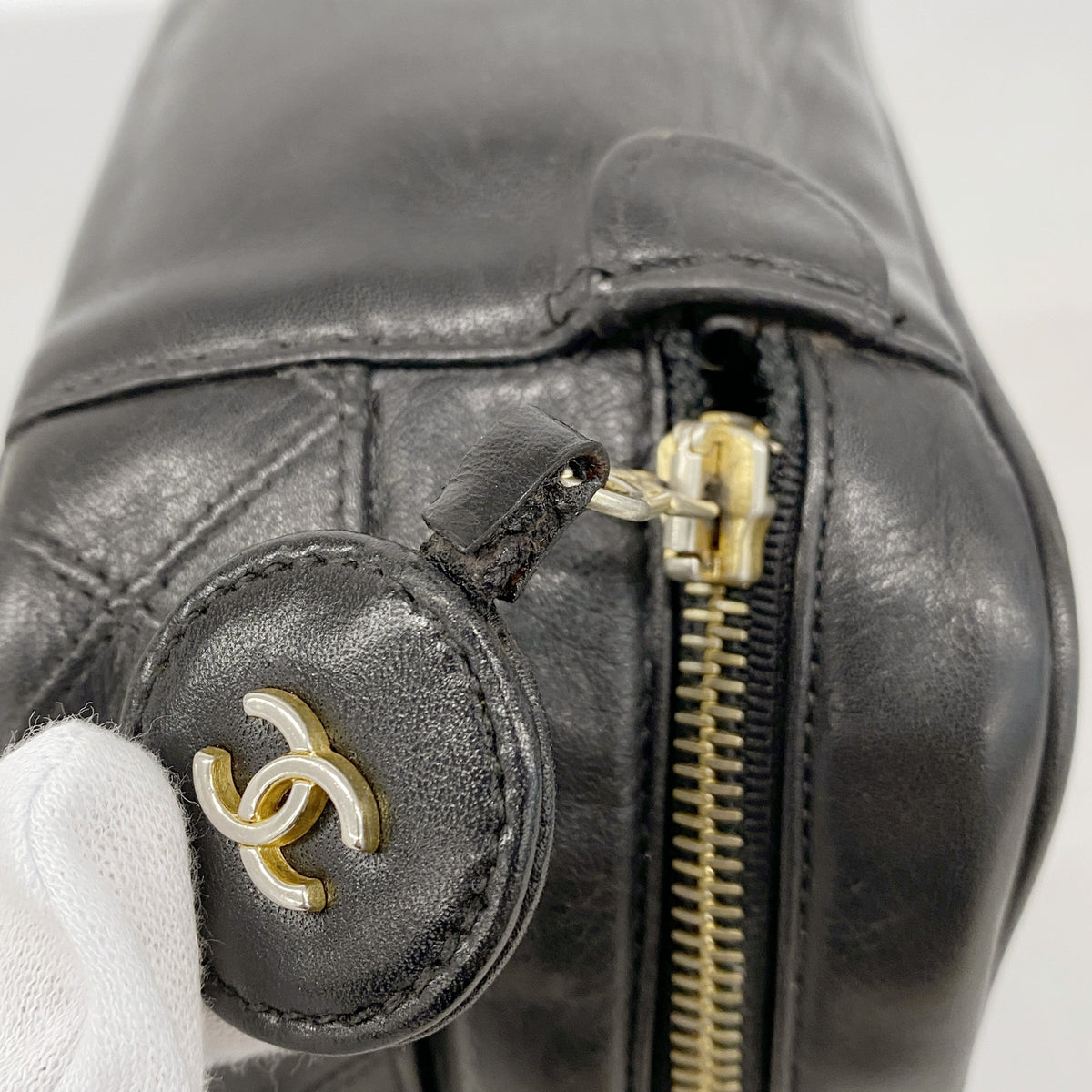 【6hd3551-k】シャネル バニティバッグ ビコローレ ラムスキン ブラック ゴールド金具【中古】レディース