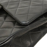 【6hd3583】シャネル ショルダーバッグ マトラッセ Wフラップ Wチェーン ラムスキン ブラック ゴールド金具【中古】レディース